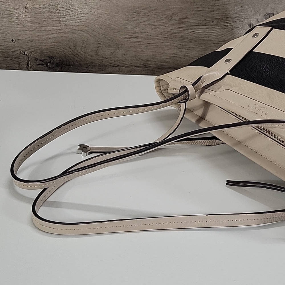 Radley London Striped Black and Cream Leather Tote Bag - Picture 6 of 15